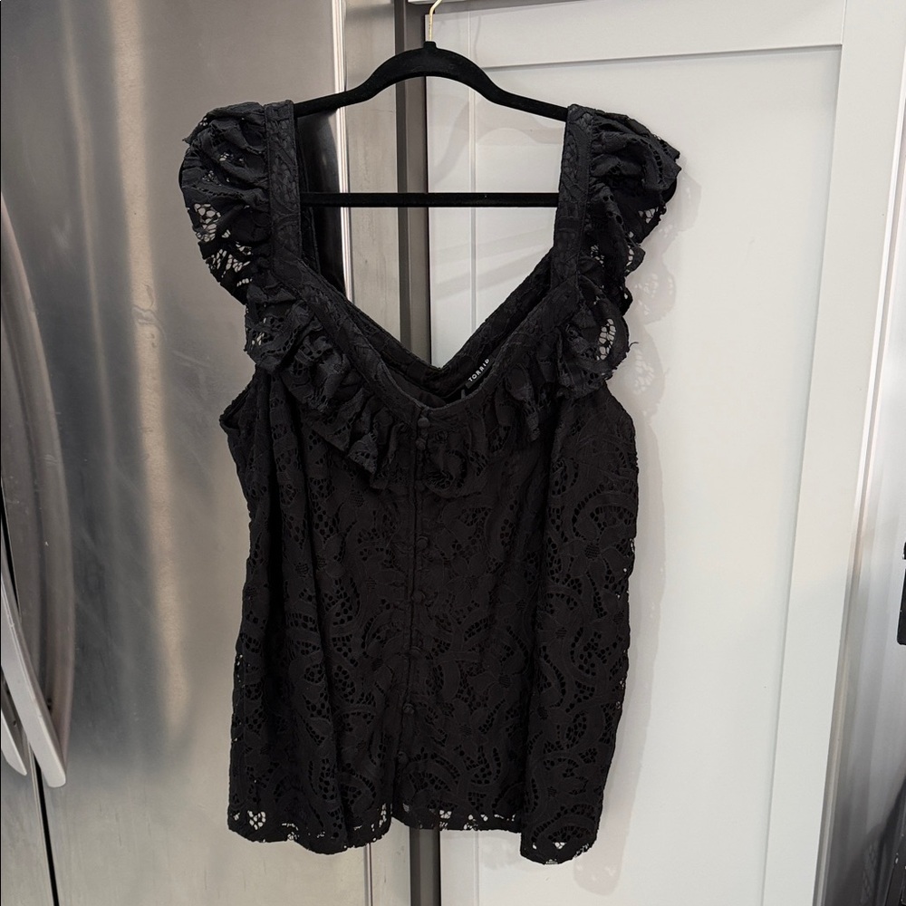 TORRID Black Lace Ruffle Blouse